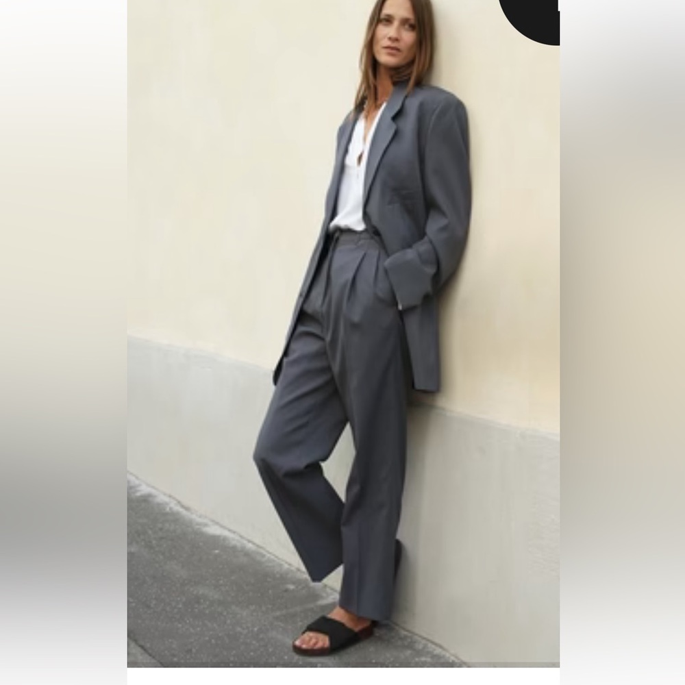 Frankie Shop Graphite Pleated Suit Pants